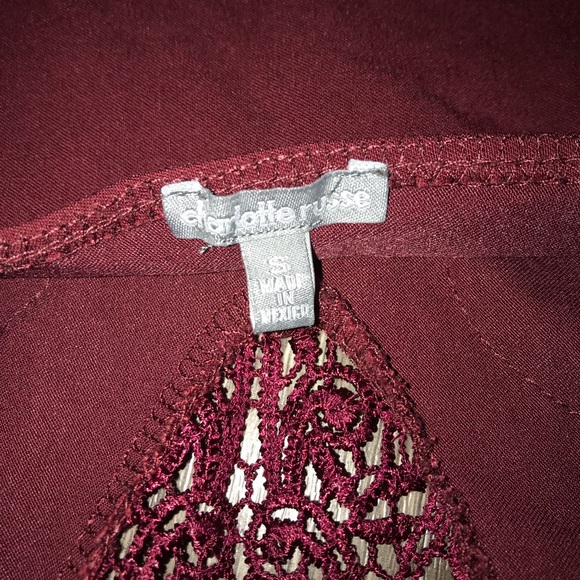 Burgundy. Front Laced. Buttons Neck. Halter Top. - Picture 6 of 6